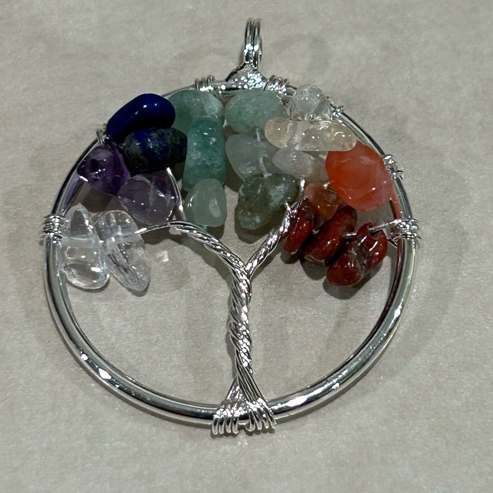 Multicolor Gemstone Tree of Life Necklace